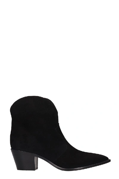 Shop The Seller Low Heels Ankle Boots In Black Suede