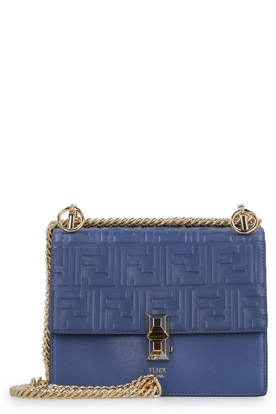 Shop Fendi Kan I Small Leather Crossbody Bag In Blue