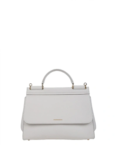 Shop Dolce & Gabbana White Soft Sicily Bag M