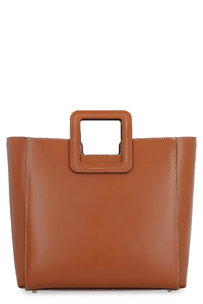 Shop Staud Shirley Leather Tote In Saddle Brown