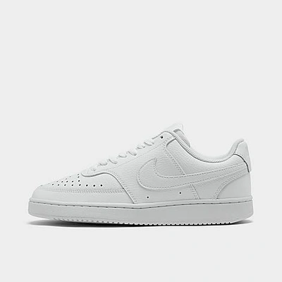Shop Nike Men's Court Vision Low Casual Shoes In White/white/white