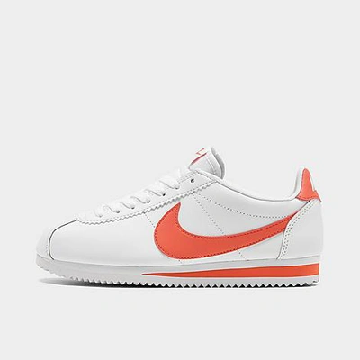 Shop Nike Women's Classic Cortez Leather Casual Shoes In White