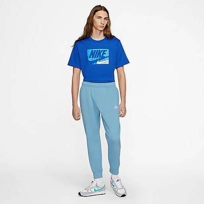 Shop Nike Sportswear Club Fleece Cuffed Jogger Pants In Cerulean/white