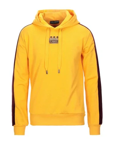Shop Dolce & Gabbana Man Sweatshirt Yellow Size 42 Cotton, Polyester, Glass, Brass, Silk