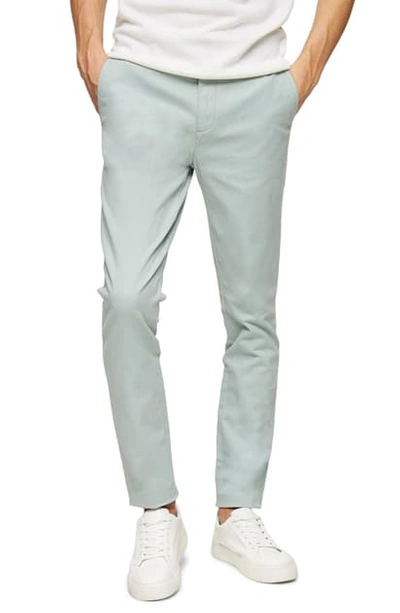 Shop Topman Stretch Skinny Fit Chinos In Sage Green