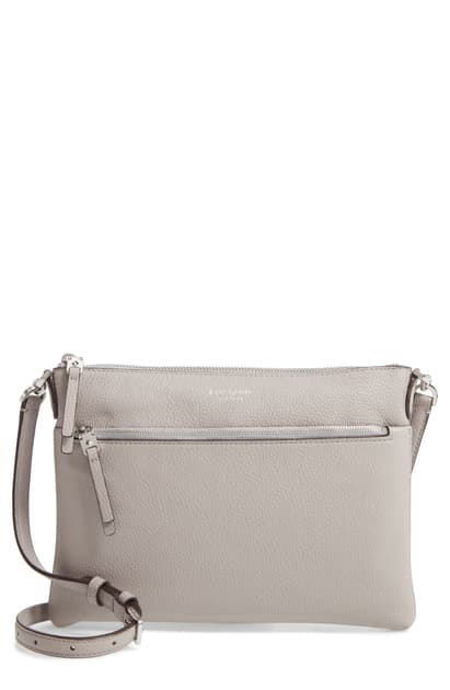 Kate Spade Medium Polly Leather Crossbody Bag In True Taupe/sliver ...