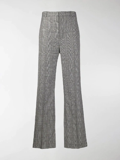 Shop Balenciaga Grey Wool Check Tailored Trousers