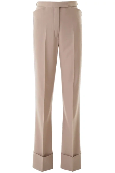 Shop Lemaire Wide Leg Trousers In Beige,grey