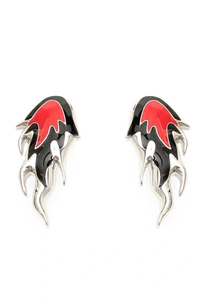 Shop Ambush Flame Earrings In Silver,red,black