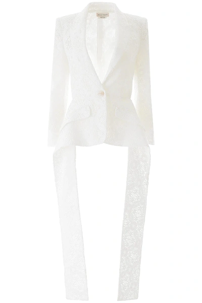 Shop Alexander Mcqueen Lace Blazer In White