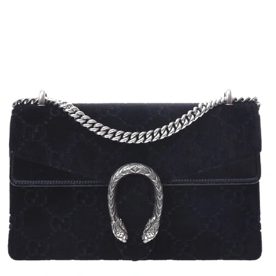 Pre-owned Gucci Black Gg Velvet Dionysus Chain Shoulder Bag