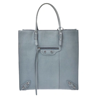 Pre-owned Balenciaga Light Blue Leather The Paper Tote