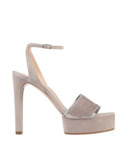 Shop Casadei Sandals In Light Grey