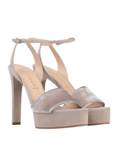 Shop Casadei Sandals In Light Grey