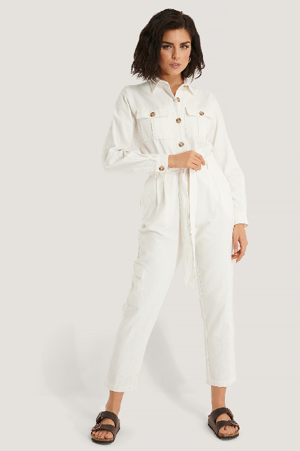 white canvas jumpsuit