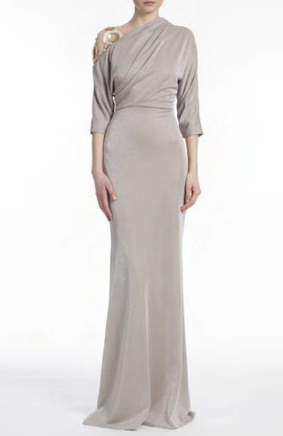 Shop Badgley Mischka Fitted Asymmetrical Gown
