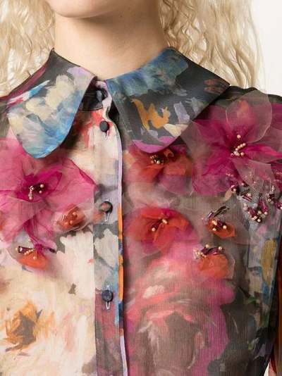 Shop Marchesa Long Sleeve Floral Shirt Dress