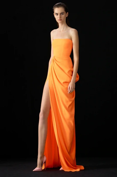 Shop Alex Perry Reed-strapless Crepe Gown