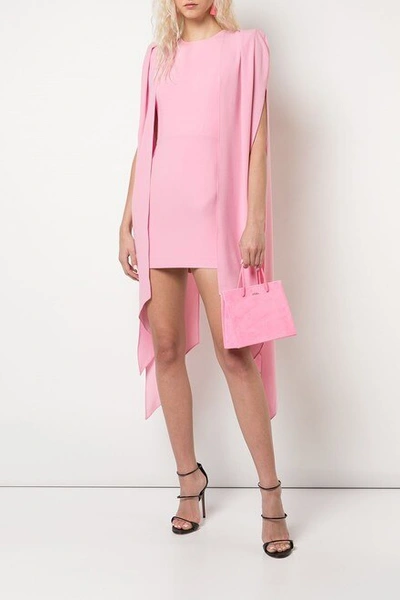 Shop Alex Perry Pink Tucker-cape Sleeve Mini Dress