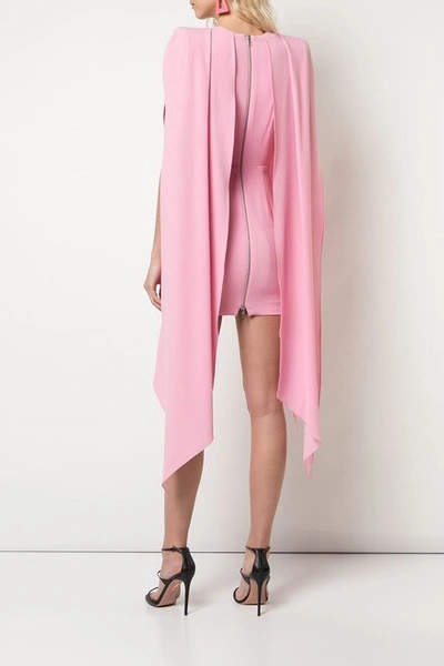 Shop Alex Perry Pink Tucker-cape Sleeve Mini Dress