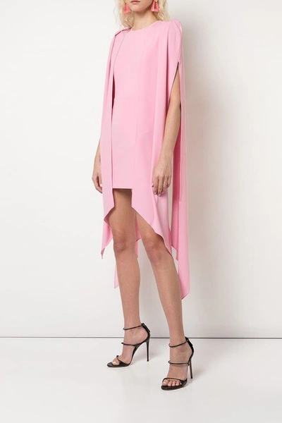 Shop Alex Perry Pink Tucker-cape Sleeve Mini Dress