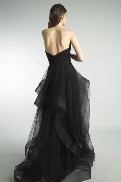 Shop Basix Black Label Black Strapless Ruffled Evening Gown