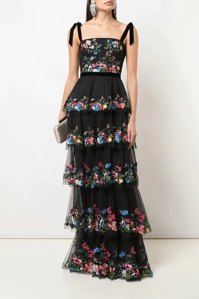 Shop Marchesa Notte Embroidered Tulle Gown