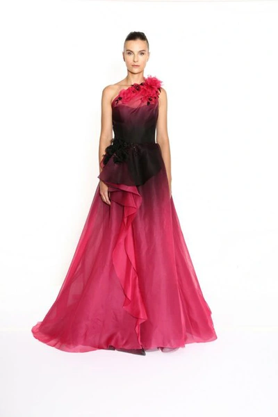 Shop Marchesa One Shoulder Tulle And Organza Ball Gown