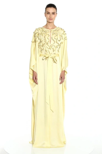 Shop Marchesa Crepe Back Satin Caftan Gown