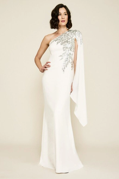 Shop Tadashi Shoji Columba One Shoulder Sequin Crepe Gown