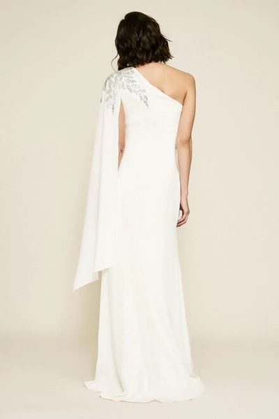 Shop Tadashi Shoji Columba One Shoulder Sequin Crepe Gown