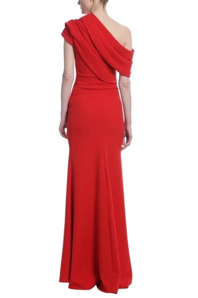 Shop Badgley Mischka Asymmetric Fitted Gown