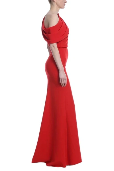 Shop Badgley Mischka Asymmetric Fitted Gown