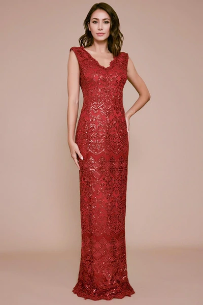Shop Tadashi Shoji Leang Sequin Embroidered Gown