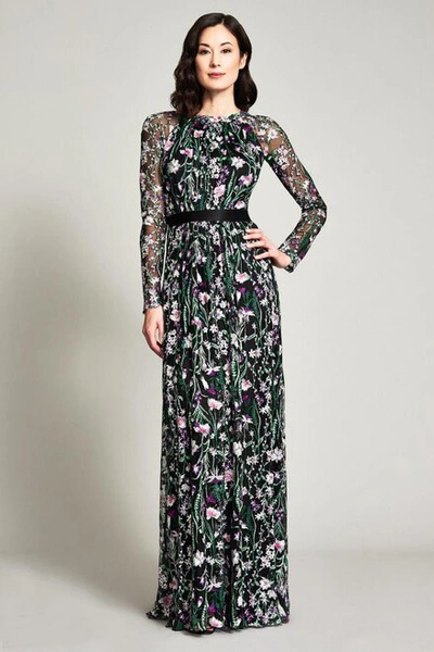 Shop Tadashi Shoji Long Sleeve Floral Gown