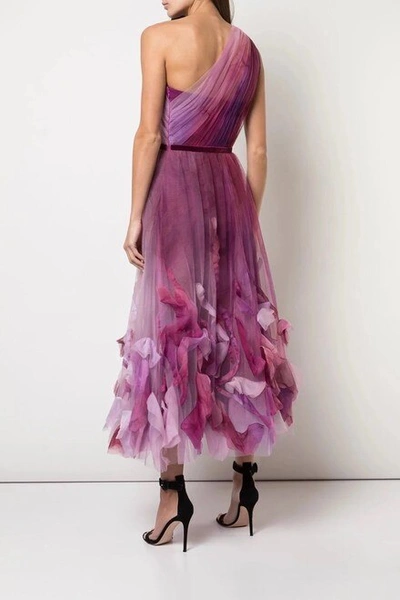 Shop Marchesa Notte One Shoulder Tulle Midi Dress