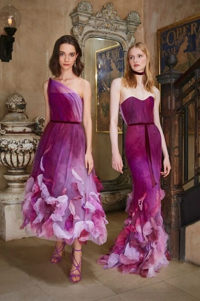 Shop Marchesa Notte One Shoulder Tulle Midi Dress