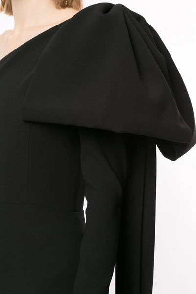 Shop Alex Perry Wade-one Shoulder Black Crepe Midi Dress