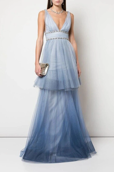 Shop Marchesa Notte Sleeveless Ombre Tulle Gown