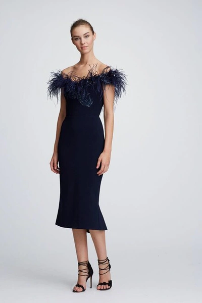 Shop Marchesa Off The Shoulder Crepe Cocktail Dress