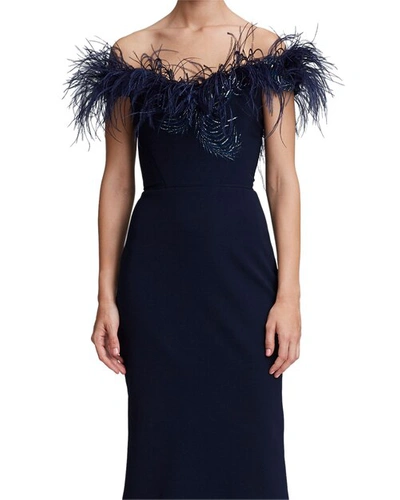 Shop Marchesa Off The Shoulder Crepe Cocktail Dress