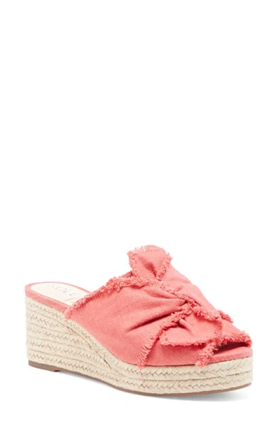 Shop Sole Society Carima Espadrille Wedge In Coral Reef Suede