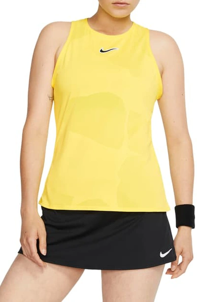 Shop Nike Court Dri-fit Tennis Tank In Opti Yellow/ Off Noir