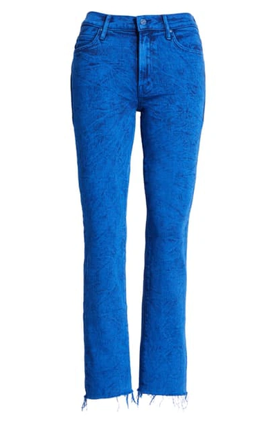 Shop Mother The Rascal High Waist Ankle Fray Jeans In Ultramarine