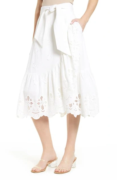 Shop Cleobella India Eyelet Midi Skirt In Ivory