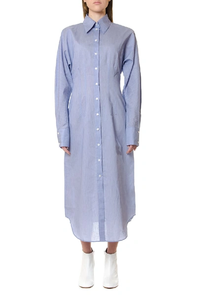 Shop Acne Studios Oversize Powder Blue Shirt Dress