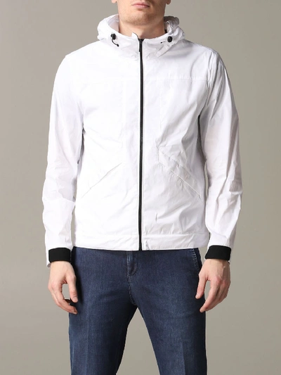 Shop Hogan Nylon Jacket With Hood In White