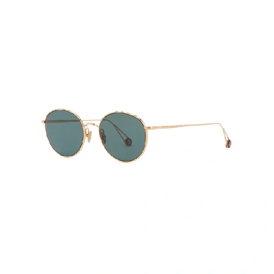 Shop Ahlem L'alma 22kt Rose Gold-plated Round-frame Sunglasses In Blue