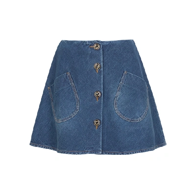 Shop Gucci Blue Denim Mini Skirt