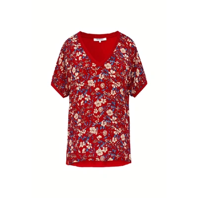 Shop Gerard Darel Jules - Mixed-material T-shirt In Rouge Baiser